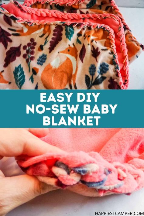 Diy Blankets No Sew, No Sew Baby, Fleece Diy, How To Sew Baby Blanket, No Sew Fleece, Baby Blanket Tutorial, No Sew Fleece Blanket, No Sew Blankets, Diy Baby Blanket