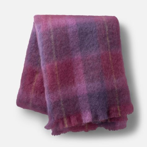 Luxurious softness meets a calming color palette in the Mohair Throw. Featuring traditionally dyed mohair yarn for a softer finish, each throw is crafted with precision to stand the test of time. Elevated and refined, this opulent throw is sure to add a welcoming touch wherever it rests. Crafted from the highest quality natural yarns by Cushendale Woolen Mills. | Plaid Mohair Throw in Olive Plaid by Schoolhouse Calming Color Palette, Scalloped Table, Hallway To Bedrooms, Mohair Throw, Orange Grove, Mohair Yarn, Home Decor Sale, Bedroom Furniture For Sale, Calming Colors