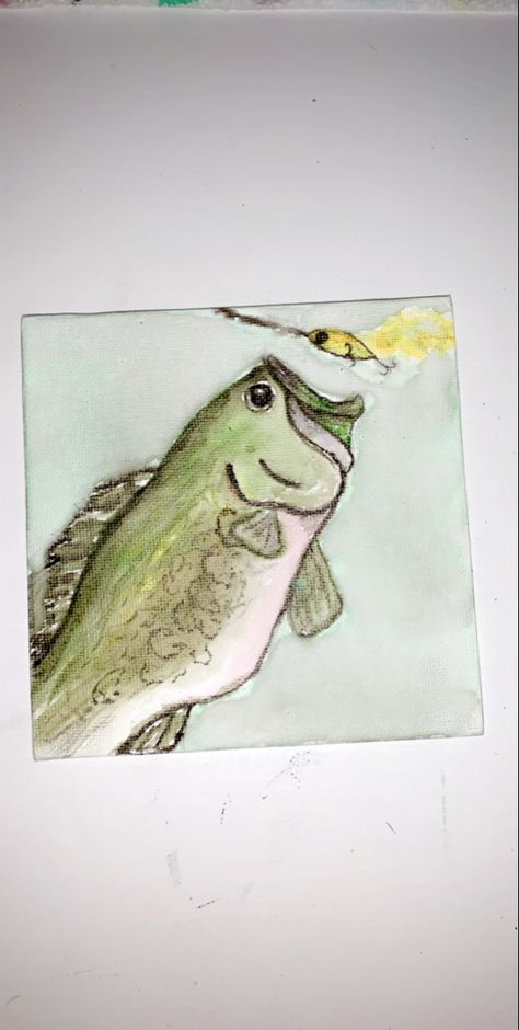 Largemouth Bass Painting, Watercolor Bass Fish, Large Mouth Bass Drawing, Bass Fish Painting, Fish Painting Easy, Bass Painting, Florida Painting, Paint Parties, Bass Fish