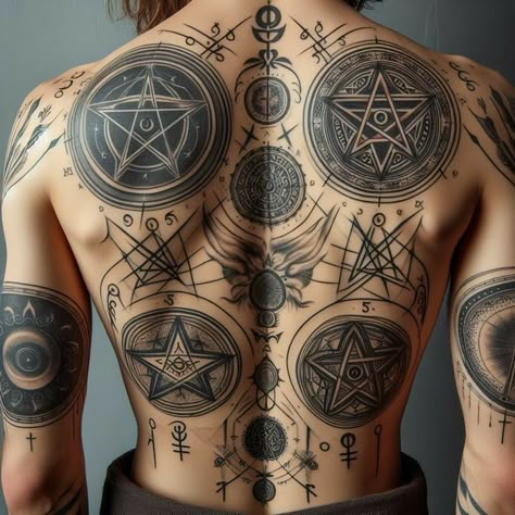 Badass Tattoo Ideas For Men, Alchemist Tattoo, Esoteric Tattoo, Matching Tattoos For Siblings, Alchemy Tattoo, Occult Tattoo, Full Sleeve Tattoo Design, Magic Tattoo, Norse Tattoo