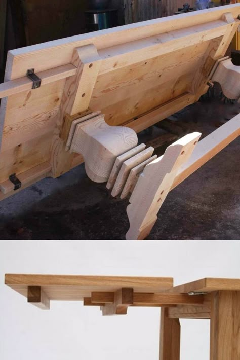 Diy Table Extension Slides, Handmade Wood Furniture, Extendable Table, Diy Farmhouse Table, Carpentry Projects, Expandable Dining Table, Table Extension, Carpentry Diy, Extension Table