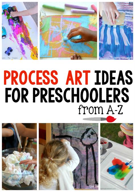 These process art ideas are perfect to use in the preschool classroom or at home. There's one for every letter of the alphabet! Art Ideas For Preschoolers, Preschool Process Art, Process Art Ideas, Process Art Preschool, Open Ended Art, The Measured Mom, Ideas For Preschoolers, Measured Mom, Classe D'art