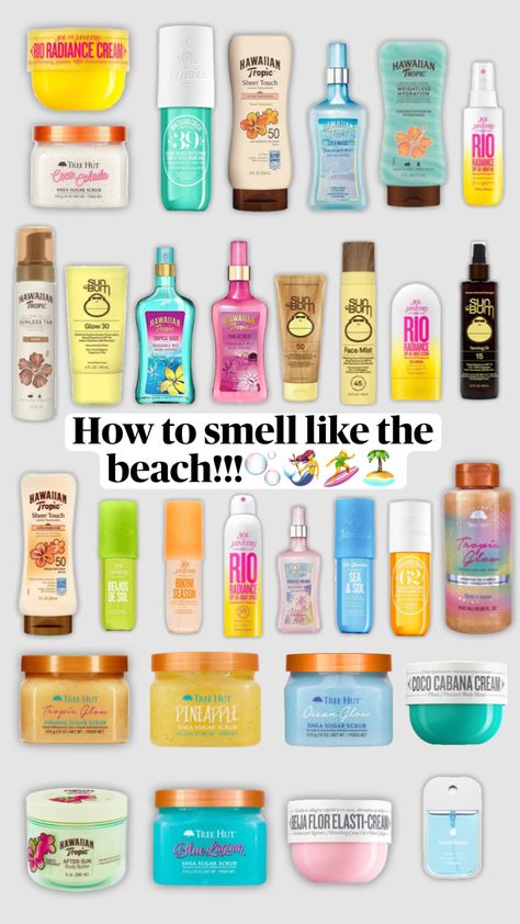 How to smell like the beach!! How To Smell Beachy, How To Smell Like Pina Colada, How To Smell Tropical, How To Smell Like The Beach, How To Smell Like Summer, How To Smell Like, Smell Like The Beach, Summer Smells, Smell Like