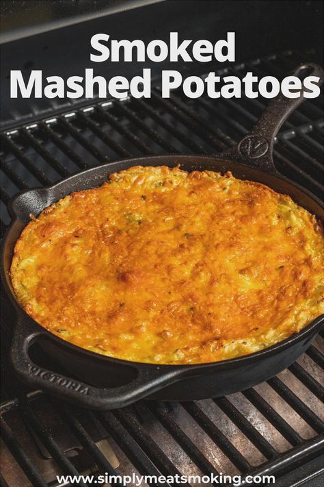 Treat yourself to smoked mashed potatoes with a rich, savory flavor. Smoked in a traditional smoker, these BBQ mashed potatoes are perfect for adding a unique twist to any meal. Whether it's a holiday feast, camping trip, or just a family dinner, these smoked mash potatoes will stand out. Learn how to make this delicious recipe and enjoy a new take on mashed potatoes. Tap to try the recipe. Potatoes On Smoker, Smoked Mashed Potatoes, Smoked Chicken Quarters, Smoked Potatoes, Cheesy Potatoes Recipe, Chicken Quarters, Mash Potatoes, Food For Special Event, Smoked Cheese