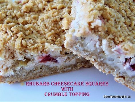 Rhubarb Cheesecake Squares, Rhubarb Squares, Cream Cheese Bars Recipe, Rhubarb Cheesecake, Rhubarb Bars, Sweet Bars, Cheese Squares, Dessert Squares, Easy Apple Crisp Recipe