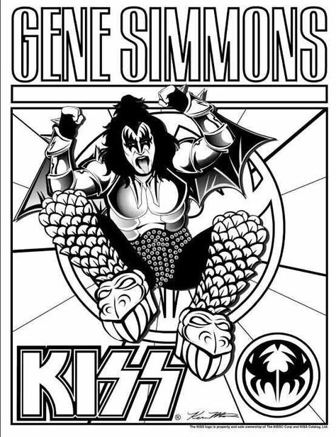 Gene coloring page! Rock And Roll Coloring Pages, Rock Band Coloring Pages, Banda Kiss, Kiss Artwork, Gene Simmons Kiss, Kiss Logo, Rock Band Logos, Kiss Army, Kiss Art