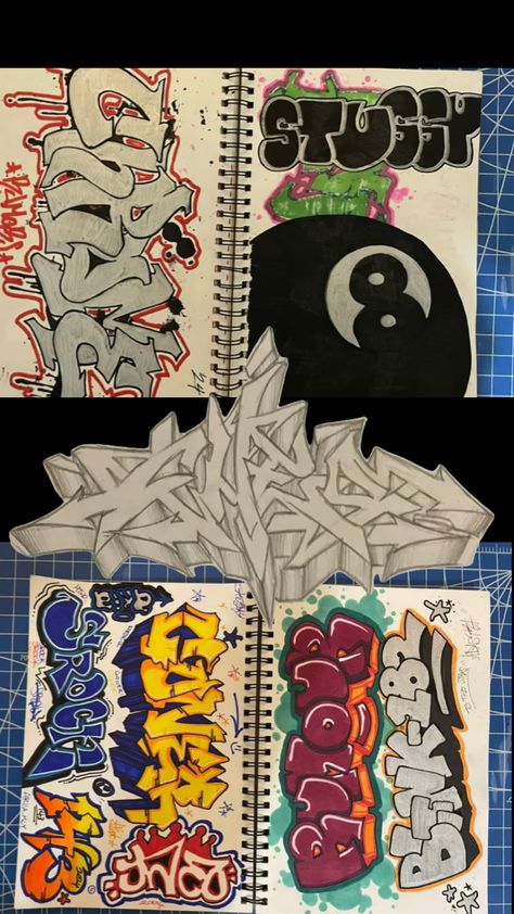 Drawings Of Everyday Objects, Black Book Graffiti, Grafitis Ideas, Graffiti Art Drawing, Cool Graffiti Art, Graffiti Notebook, How To Draw Graffiti, Graffiti Calligraphy, Graffiti Lettering Alphabet