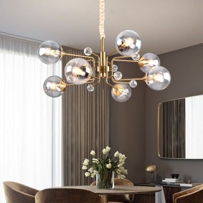 Chandelier Bubble Pendant Light, Modern Gold Chandelier, Metal Living Room, Orb Chandelier, Modern Lighting Chandeliers, Lights For Living Room, Glass Orb, Bubble Chandelier, Wire Design