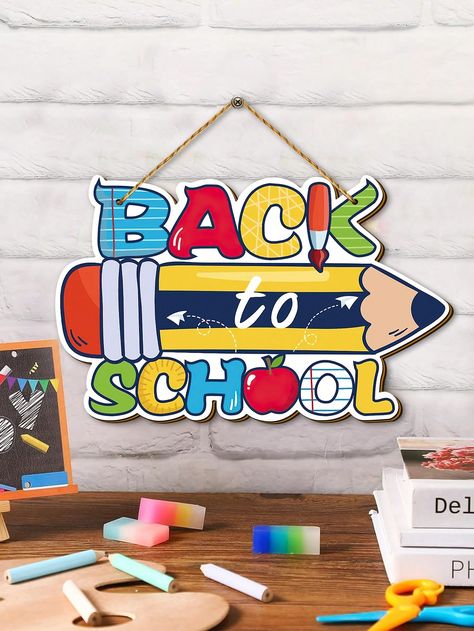 1pc Funny Welcome Back To School Pencil Shape Wood Door Hanging Sign For Classroom Door Bulletin Board Decorations,Gift For Teacher Multicolor    Wood     Home Decor, size features are:Bust: ,Length: ,Sleeve Length: Sign For Classroom, Door Bulletin Boards, School Door Decorations, School Doors, Bulletin Board Decor, School Pencils, Welcome Back To School, Board Decoration, Classroom Door