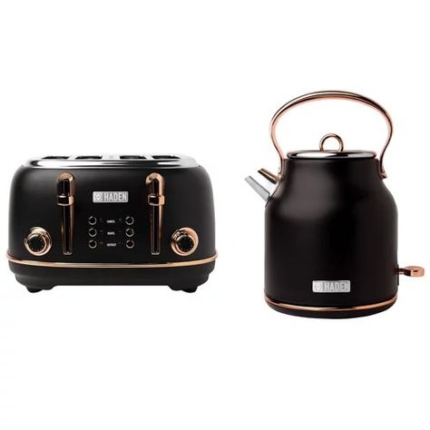 Haden : Target Stainless Steel Toaster, Kettle And Toaster Set, Electric Tea Kettle, Kettle And Toaster, Water Kettle, Copper Accents, Kitchen Set, Black Kitchens, Modern Homes