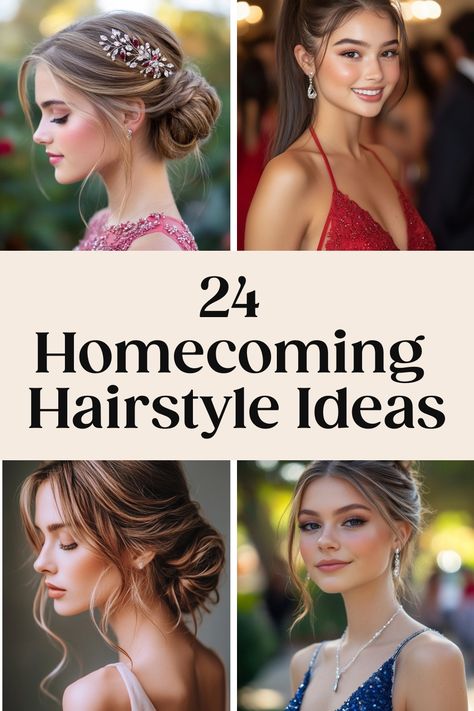 Get ready to slay the dance floor with these stunning homecoming hair ideas! Whether you prefer chic updos or glamorous curls, we've got the perfect hairstyles for homecoming that will make you feel like a queen. From elegant braids to trendy ponytails, rock your homecoming with confidence and style. Make a statement at the dance with these fabulous homecoming hairstyles that will have all eyes on you. Say hello to your new favorite styles for the big night! Hair Styles For A Dance, Homecoming Updo Hairstyles, Hair For Homecoming, Aubrey Hair, Hairstyles For Homecoming, Homecoming Updo, Homecoming Updos, Side Chignon, Glamorous Curls