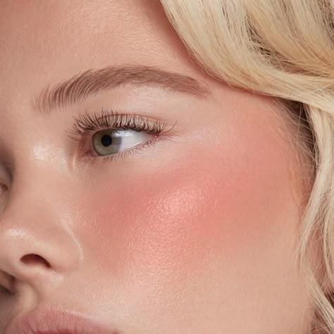 Don’t be shy with this nudie pink 💗 Heavy Pink Blush Makeup, Blush For Cool Skin Tones, Blush Ideas Makeup, Eye Makeup Photoshoot, Pink Makeup Wedding, Blush Types, Rosy Cheeks Makeup, Makeup For Strawberry Blondes, Peachy Pink Makeup