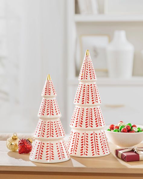 Nordic Charm Ceramic Tabletop Christmas Trees | Balsam Hill Gingerbread Trees, Nordic Christmas Decorations, Clay Christmas Tree, Tabletop Christmas Trees, Winter Craft Ideas, Christmas Pottery, Christmas Tree Inspo, Clay Christmas Decorations, Slim Tree