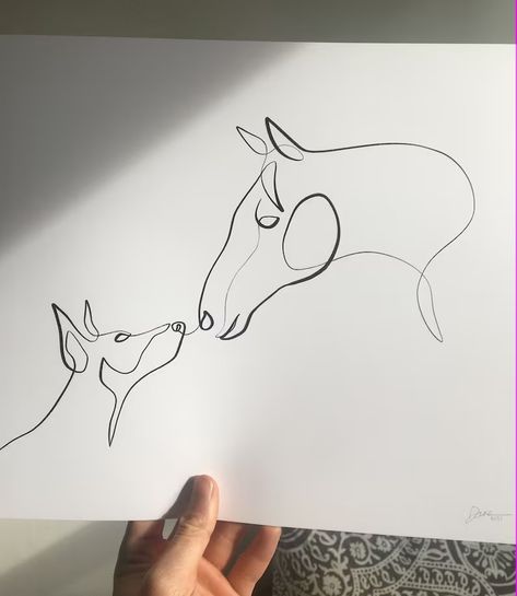 Horse And Rider Drawing, One Line Drawing Horse, Line Drawing Horse, Horse Pens, Drawing Horse, Cowgirl Tattoos, Horse Paintings, Dog Birthday Card, Horse And Rider