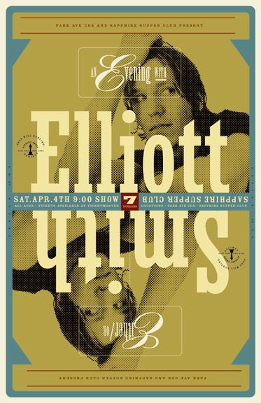 Elliott Smith #7 Elliot Smith Poster Vintage, Elliot Smith Poster, Elliott Smith Poster, Concert Poster Ideas, Elliot Smith, Elliott Smith, Im Gonna Love You, Music Concert Posters, Band Poster