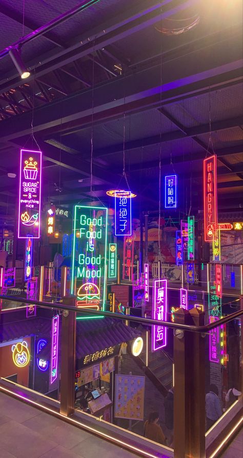 Cyberpunk Interior Design, Cyberpunk Interior, Random Selfies, Sydney Travel, Ramen Shop, City Layout, Sydney Food, Retro Arcade, Neon Aesthetic