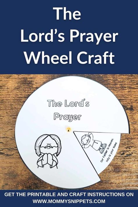 This simple color-your-own printable wheel craft is a great way to teach the Lord\'s Prayer for kids of all ages. Download the template at MommySnippets.com Prayer Crafts For Preschool, Prayer Activities For Kids, The Lord's Prayer Craft, The Lord's Prayer For Kids, Lords Prayer Crafts, Prayer For Kids, Prayer Crafts, Toddler Sunday School, Printable Craft Templates