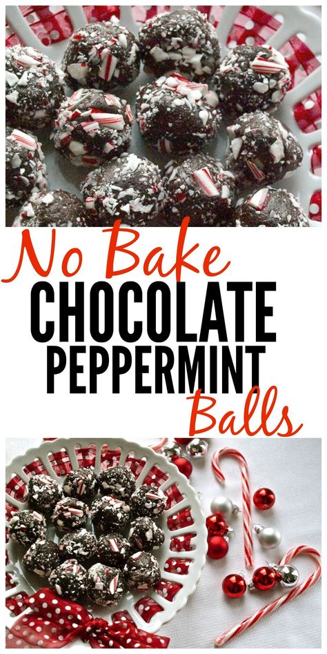 These No Bake Chocolate Peppermint balls are a healthy treat that is perfect for the Christmas holidays! These work great as snacks or healthy dessert~ Peppermint Balls, Peppermint Kisses, Healthy Holiday Treats, Blessed Christmas, Holiday Baking Recipes, Baking Chocolate, Healthy Holiday Recipes, Bake Recipes, Healthy Christmas