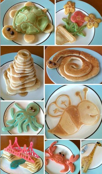 Fun Pancakes...pinned this one for my daughter.  Her kids love BIRTHDAY pancakes and thes would be cute! Fun Pancakes, Crepes Party, Pancake Art, Decorações Com Comidas, Toddler Snacks, Fun Kids Food, Kids Snacks, Food Humor, Kid Friendly Meals