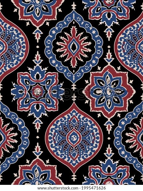 Pattern Art Design, Ajrakh Pattern, Block Print Pattern, Kalamkari Designs, Fabric Print Design, Ajrakh Prints, Textile Prints Design, Abstract Pattern Design, Geometric Textures