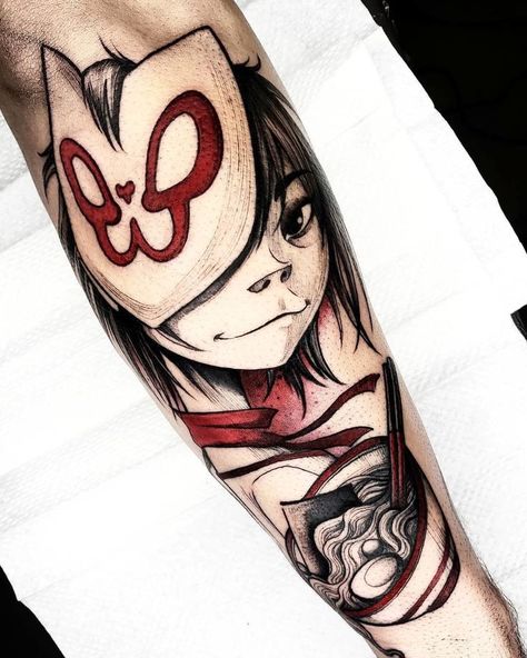 Gorillaz Tattoo Ideas, Gorillaz Fan Art, Gamer Tattoos, Jamie Hewlett, Art Poses, Gorillaz, Single Image, Future Tattoos, Blackwork