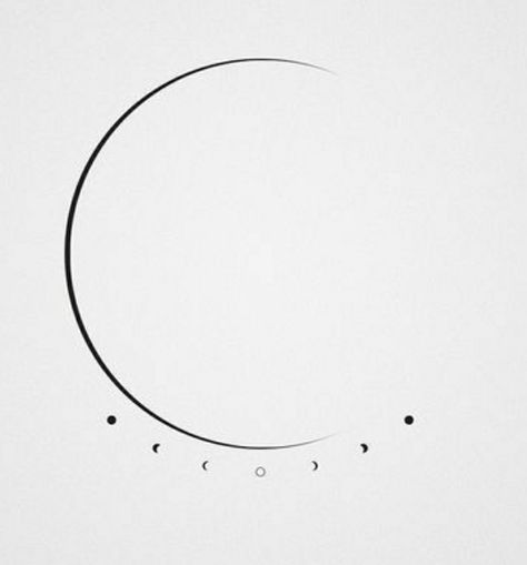 Crescent Moon Tattoo Minimalist, Lunar Tattoo Ideas, Circle Tattoos For Women, Moon Stages Tattoo, Moon Line Art Tattoo, Lunar Phases Tattoo, Round Tattoo Ideas, Fine Line Moon Tattoo, Moon Cycle Tattoo