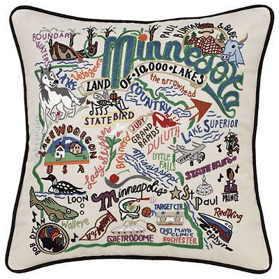 hand embroidered MN pillow - would like to make a MI and Detroit one Minnesota Embroidery, Grand Father, Minnesota Nice, Embroidery Pillow, Hand Embroidered Pillows, Minnesota Home, Lake Shore, State Birds, Illinois State