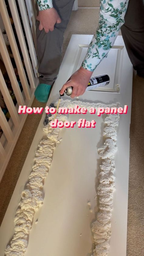 theelectricpenguin on Instagram: How we made a panelled door flat ready for wallpapering. Alternatively you could cover the door after with flat backing paper and paint if… Can You Wallpaper A Door, Wallpaper On Bifold Doors, Wallpaper A Door, Wallpapered Door, Wallpaper Door Ideas, Wallpaper On Door, Mobile Home Diy, Flat Panel Doors, Wallpaper Door