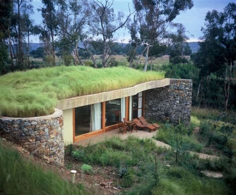 Case Sotterranee, Eco Roof, Green Roof Design, Earth Sheltered Homes, Casa Hobbit, Grass Roof, Eco Lodges, Earthship Home, Earth Sheltered