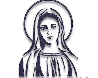 Virgin Mary Embroidery, Mary Embroidery, Compass Embroidery, Heart Machine Embroidery, Pdf Design, Design For Embroidery, Viking Sewing, Machine Pattern, Silhouette Stencil