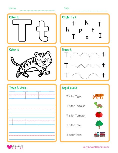 Free Printable Letter T Worksheet - 6 Activities in 1 Letter A Lesson Plan Kindergarten, Letter T Learning Activities, Letter T Worksheets For Kindergarten, Alphabet Activities Kindergarten Worksheets Free Printable, Letter T Activities For Kindergarten, Letter T Preschool Activities, T Worksheets Preschool, Letter T Worksheets For Preschool, Letter T Activities For Preschool