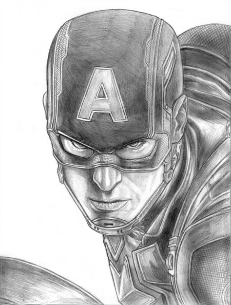 Captain America (Avengers - Age of Ultron) by SoulStryder210 Marvel Drawings Pencil, Captain America Sketch, Captain America Drawing, America Drawing, Marvel Art Drawings, Avengers Drawings, Drawing Superheroes, Avengers Art, Marvel Drawings