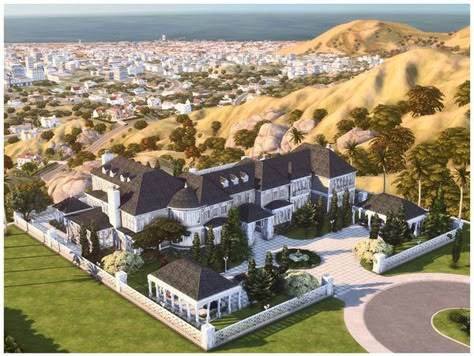 Sims 4 Mansion, Celebrity Mansions, Castle Exterior, Beverly Hills Mansion, Sims 4 Family, Sorority House, Jungle Adventure, Modern Mansion, Mansions Luxury