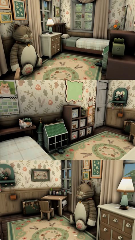 Sims 4 Cottage Core Bedroom, Sims 4 Cottage Bathroom, Sims Nursery Ideas, Sims 4 Cottage Interior, Sims 4 Room Ideas Bedrooms, Sims 4 Interior Design Ideas, Sims 4 Victorian House, Cottage Core Room Ideas, Cottagecore Room Ideas