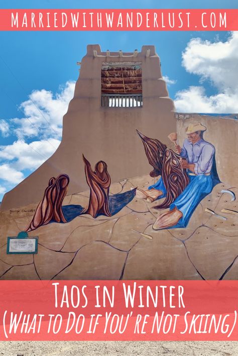 Visiting Taos, New Mexico and not planning to ski or snowboard? Here's our suggestions for other winter activities in Taos. Taos New Mexico Winter, Taos Ski Valley, Taos New Mexico, Mountain Getaway, Taos, Unique Things, Winter Activities, Usa Travel, Wanderlust Travel