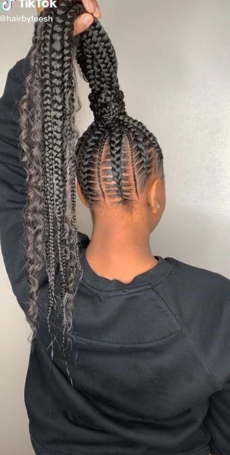 June 8, 2021 - Feed in braids also known as Ghana braids involves plaiting one’s hair first then gradually feeding in synthetic hair near the roots bit by bit tillIn this post we selected 24 gorgeous feed in braids hairstyles that you will love. Without wasting much time let's check them out. #hairstyleideas #easyhairstyle #hairdesign Cornrow Straight Up Hairstyles For Black Women, Stitch Braids Cornrow Ponytail, Updo Stitch Braids, Ponytail Cornrows Braids For Black Women, Braided Hairstyles Straight Up, Braid Ponytail For Black Women Updo, Straight Ups Braids, Thick Cornrow Hairstyles, Straight Braids Hairstyles