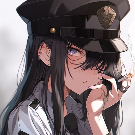 Police Woman Aesthetic Anime, Goth Anime Characters, Female Ninja, Anime Goth, Anime Gangster, Best Pictures Ever, Girl With Brown Hair, Blue Anime, Gothic Anime