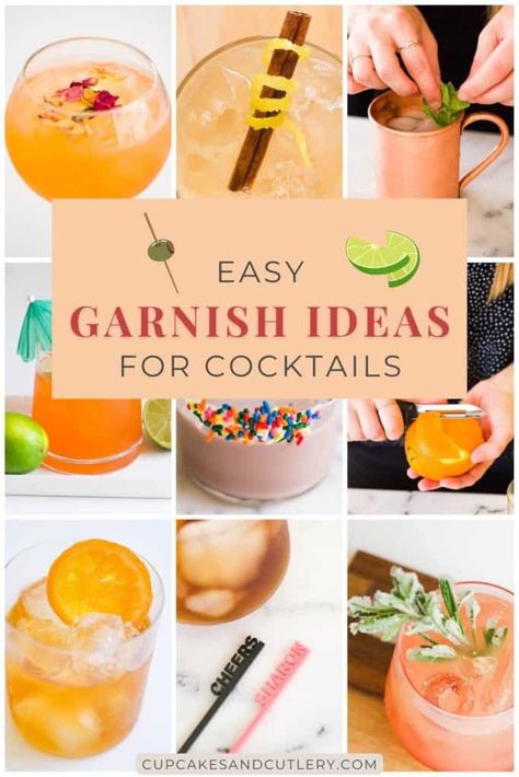 Cocktail Garnish Ideas, Drink Garnish, Garnish Ideas, Easy Alcoholic Drinks, Cocktails And Mocktails, Ladies Brunch, Drink Garnishing, Easy Cocktail, Cocktail Garnish