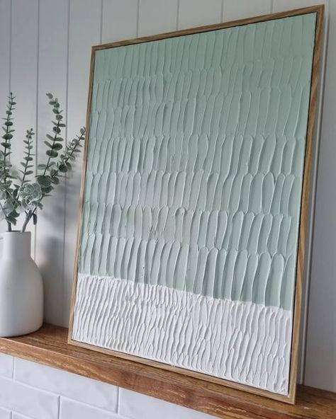 Sage Textured Art, Sage Green Decor Bathroom, Coloured Textured Art, Spackle Art Texture Diy Colorful, Green Textured Wall Art, Colourful Textured Art, Textured Art Green, Textured Diy Canvas Art, Textured Artwork Diy