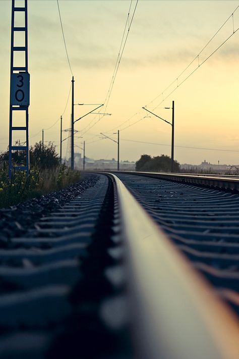 Railway Photography, Leading Lines, Vanishing Point, Fade To Black, Depth Of Field, Train Tracks, Train Travel, Black And White Photography, Railroad Tracks