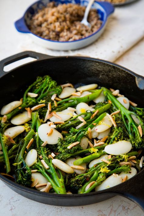 Broccolini with Butter Beans Recipe | Kitchn Green Side Dishes, Green Sides, Butter Beans Recipe, Lunch Appetizers, Dinners To Make, Side Dish Recipes Easy, Green Side, Butter Beans, Vegetarian Dinners