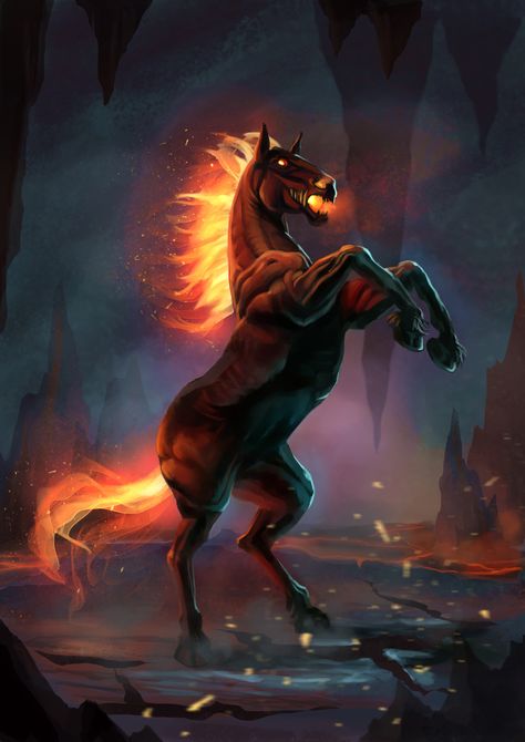 Dnd Nightmare Horse, Unicorn Artwork Illustration, Dnd Nightmare, Demon Horse, Gem Dragon, 5e Monsters, Rpg Monsters, Magic Creatures, Creature Ideas