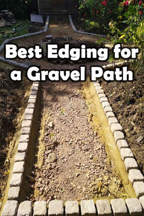 Transform your garden with the best edging for retaining gravel paths! Our article covers the top edging options for your path, including brick, stone, and metal. Discover the benefits of each material and how they can boost the aesthetic of your outdoor space, while also keeping your gravel in place. Our expert tips and tricks will help you choose the perfect edging for your project. Don't hesitate to elevate your landscaping game with our guide! Replacing Lawn With Gravel, Brick Edged Gravel Path, Gravel Perimeter Around House, Gravel Patio Edging, Gravel Edging Ideas, Gravel Border, Gravel Driveway Landscaping, Paver Edging, Driveway Edging