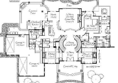 floor plan Double Staircase Foyer, Foyer House, Staircase Foyer, Singapore House, Grand Stairway, Circular Stairs, Double Staircase, Library Study, Classic Homes