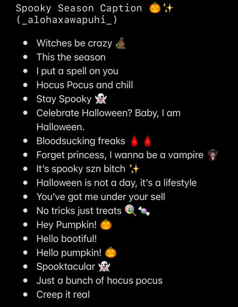 Witch Instagram Captions, Vampire Captions For Instagram, Spooky Halloween Captions For Instagram, Halloween Witch Captions, Baddie Halloween Captions, Halloween Captions, Insta Quotes, Ig Captions, Halloween Quotes