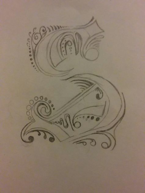 Letter 'S' Stolen.. Then Made New Cool Letter Drawings, S Drawing Letter, Letter S Drawing, Tattoo Pequeños, Fancy Letter S, Couple Tat, Drawings For Him, Name Drawings, Mystical Tattoos