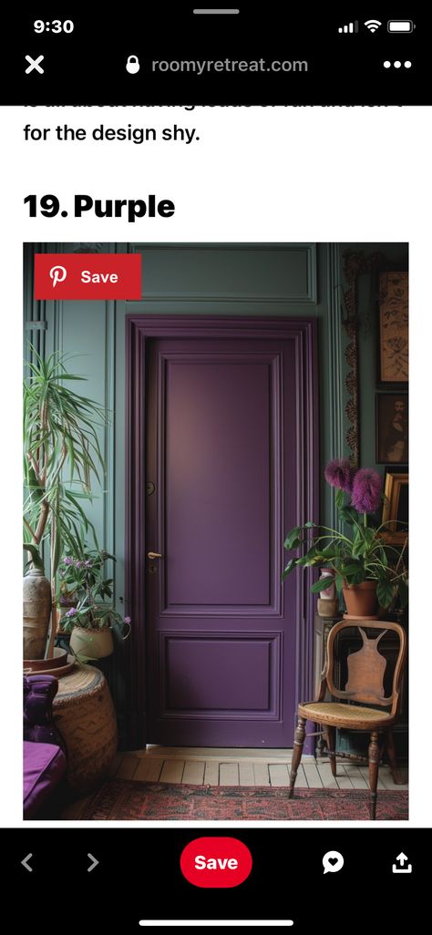 Purple Door Interior, Dark Purple Cabinets, Purple Entryway, Brisbane House, Purple Cabinets, Purple Front Doors, Mississippi Queen, Apartment Remodel, Painted Interior Doors