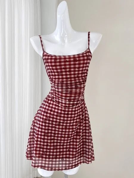 Flirty Skirt Vibrant Red Mini Dress – Ncocon Checkered Dress Outfit, Summer Maxi Dress Floral, Column Wedding Dress, Classic Vibe, Summer Festivals, Checkered Skirt, Checkered Dress, Outdoor Weddings, A Line Prom Dresses