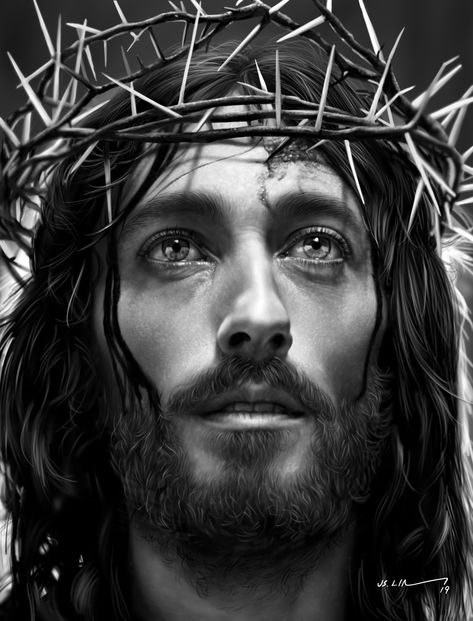 ArtStation - Jesus, Jinsung Lim Christus Tattoo, Jesus Christ Portrait, Jesus Art Drawing, Christ Tattoo, Jesus Drawings, Jesus Tattoo, Religious Tattoos, Jesus Christ Art, Jesus Face