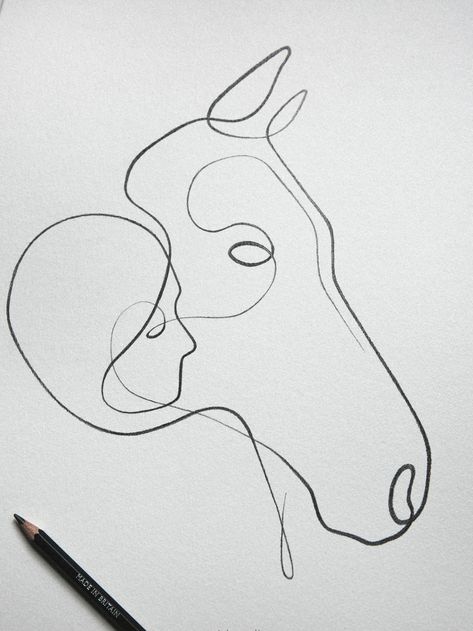 Single Line Horse Tattoo, Horse Simple Drawing, One Line Horse Tattoo, One Line Drawing Horse, Line Drawing Horse, Horse Line Drawing, Line Art Horse, How To Draw Cats, Woman And Horse